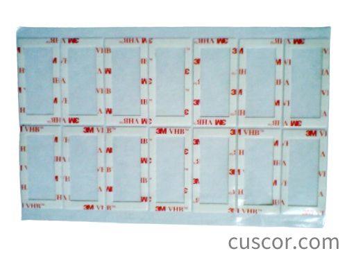 Tear off the release paper from the 3M tape